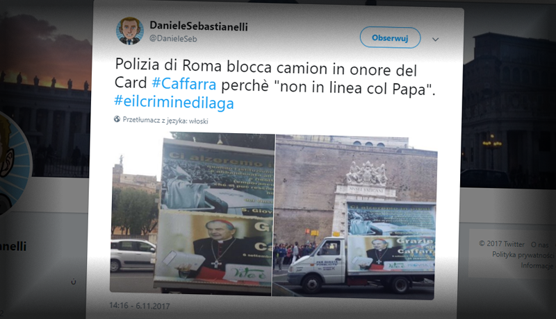 Policja zatrzymała upamiętniających kardynała Caffarrę. Bo nie zgadzał się z Franciszkiem